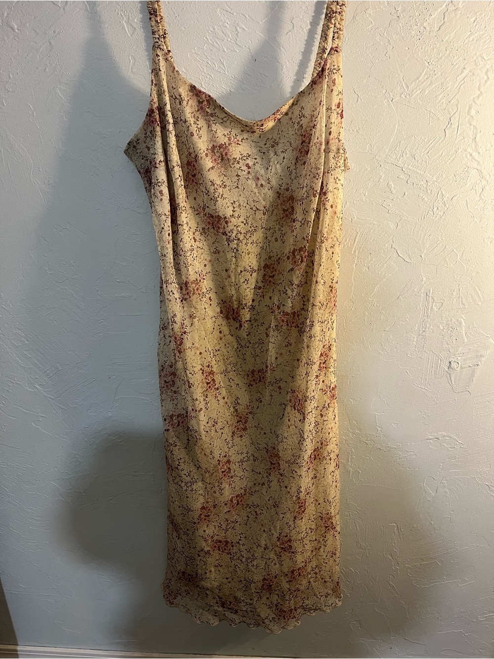 Vintage Blair Yellow Midi Slip Dress with Pink Floral Detail